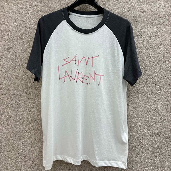 高品質 サンローラン プリント ツートーン コットンジャージー Tシャツ コピー Sah16645